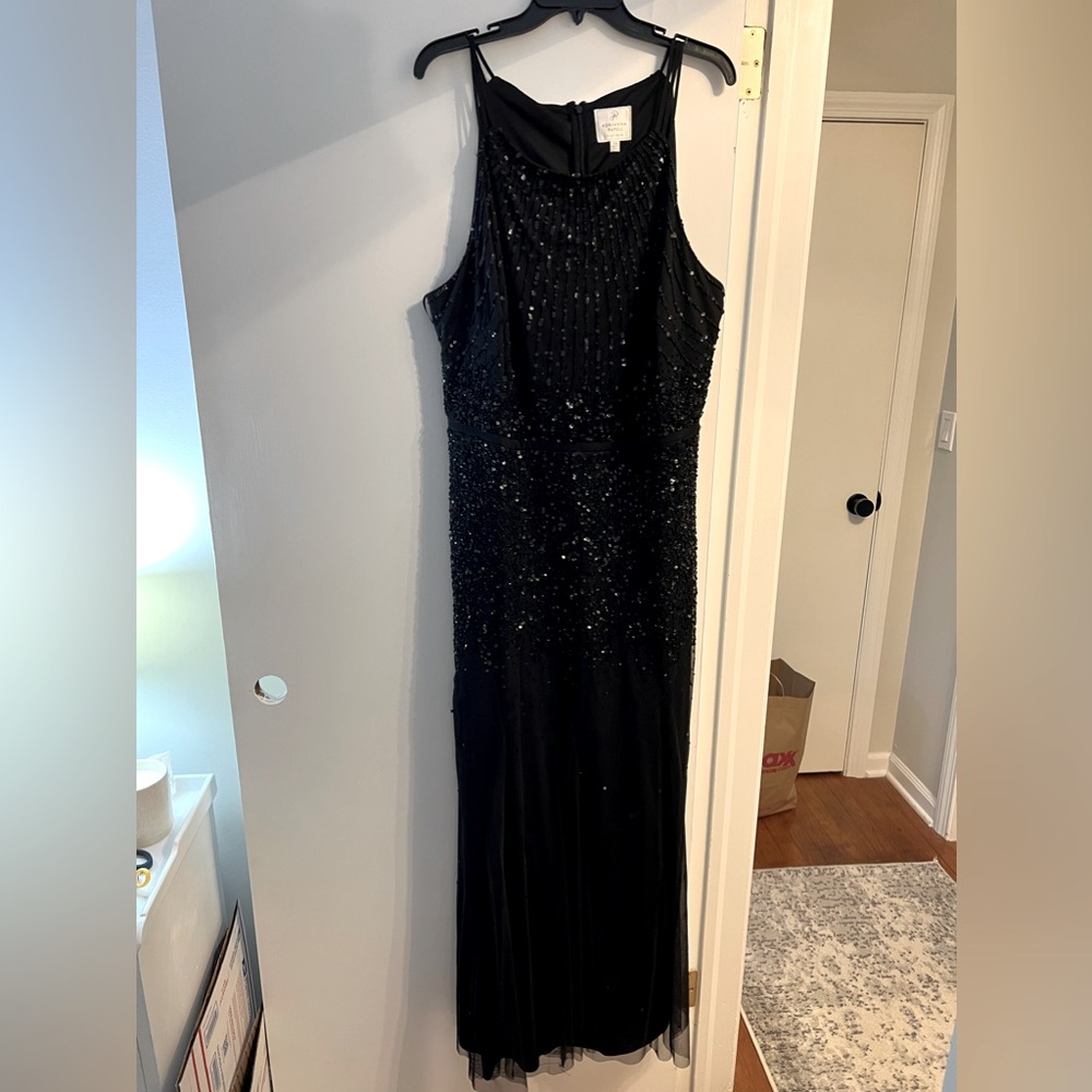 Adrianna Papell Platinum Gown 40217 Black Size 20W Beaded Gown Bridesmaid Dress